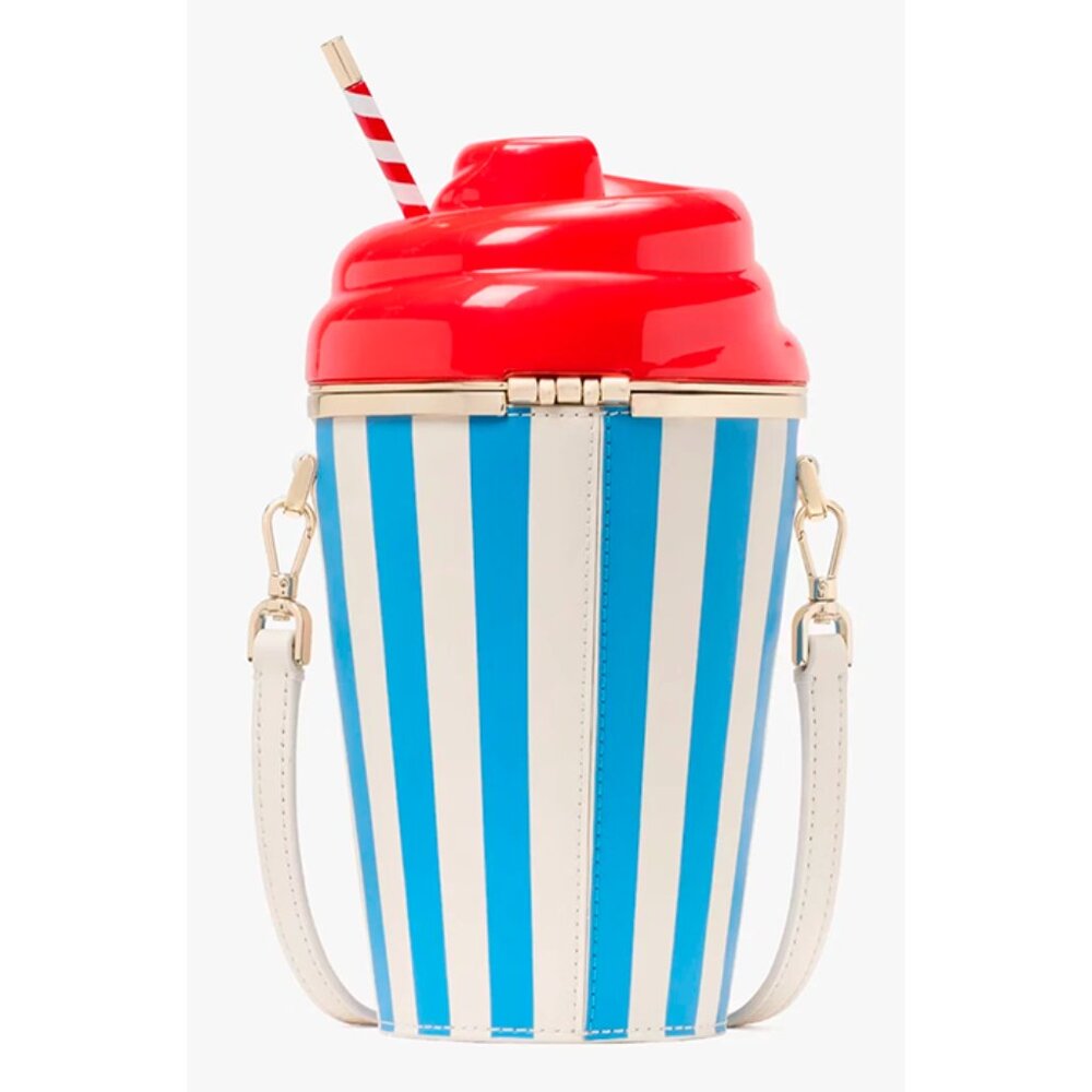G Kate Spade 3D Slushy Crossbody Bag Off White & Blue Leather Purse KK977 NWT - Picture 4 of 7